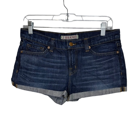 J Brand Jean Shorts Womens Cuffed Short Denim Stretch Mid Rise Dark Wash 26 - Picture 1 of 8